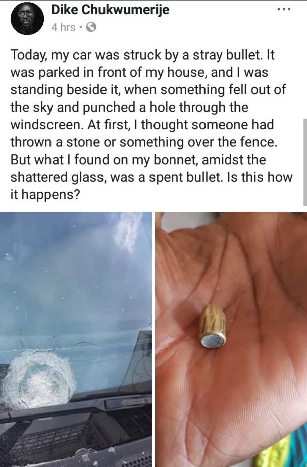 Dike Chukwumerije escapes being hit by stray bullet